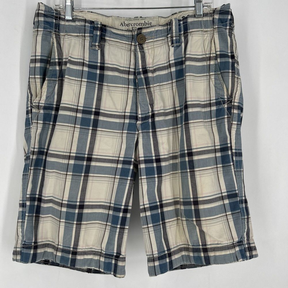 Abercrombie & Fitch Vintage Y2K 90's  Shorts 32 Pink Blue Plaid‎ button fly Men